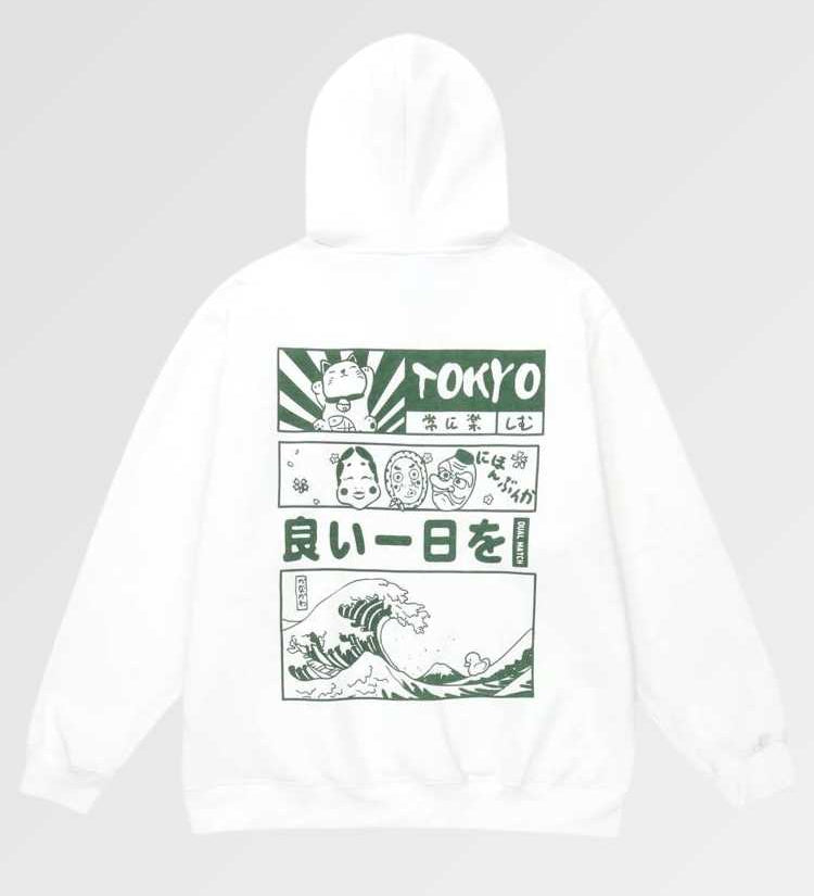 This hoodie with Japanese character is a precursor of the minimalist design