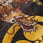 Meet the famous dragon Ryu on our embroidered japanese floral bomber jacket