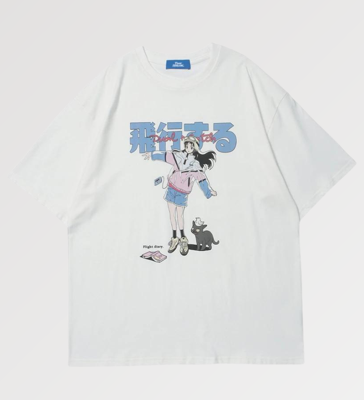 Beautiful Japanese tee shirt with butterfly cut for girl