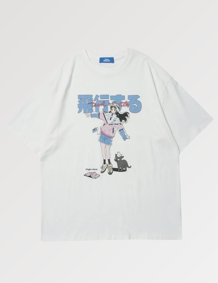 Beautiful Japanese tee shirt with butterfly cut for girl