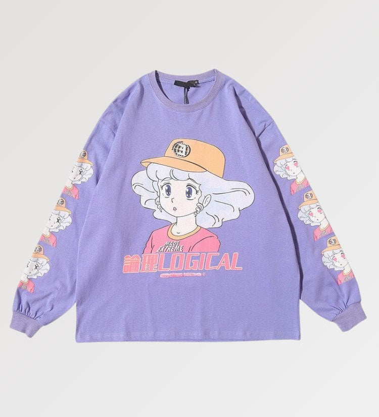 Japanese shirt with retro design and long sleeves