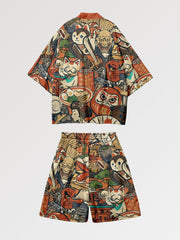 Kimono Set 'Daruma x Neko'
