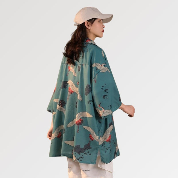 Kimono style jacket for women with Iconic Japanese Patterns