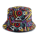 Detail of tribal print on knit cotton bucket hat — Tokyo streetwear, free people knit bucket hat alternative