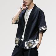 A kimono shirt for mens with japanese cranes patterns