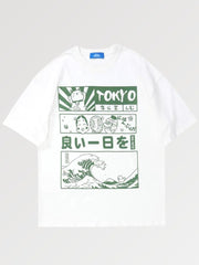 Oversized T-shirt with Japanese design and emblematic symbols