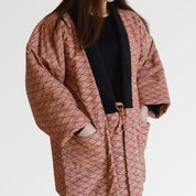 Quilted kimono jacket for women with seigaiha pattern