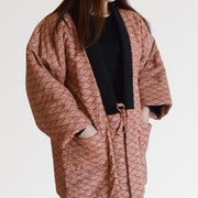 Quilted kimono jacket for women with seigaiha pattern
