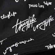 Side view of reversible bucket hat — black plain face, prada reversible bucket hat alternative