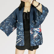 Women's silk Kimono jacket with Japanese eagle pattern