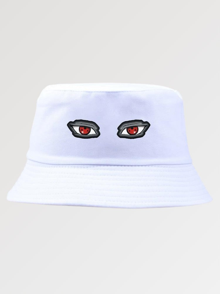Back view of streetwear bucket hat with demon embroidery — black cotton, neighborhood streetwear bucket hat alternative