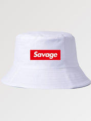 Back view of black streetwear hat with red patch — cotton bucket, kangol streetwear hat alternative