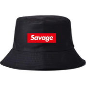 Detail of savage red box logo on black streetwear hat — Tokyo Harajuku, supreme box logo alternative