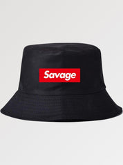 Black streetwear hat with red Savage box logo — Tokyo cotton, supreme streetwear hat alternative