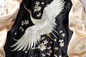 Treat yourself to this beautiful sukajan crane embroidered with a Japanese crowned crane