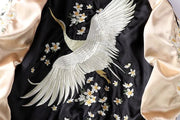 Treat yourself to this beautiful sukajan crane embroidered with a Japanese crowned crane