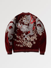 This sukajan souvenir jacket is a traditional Japanese jacket embroidered with a dragon