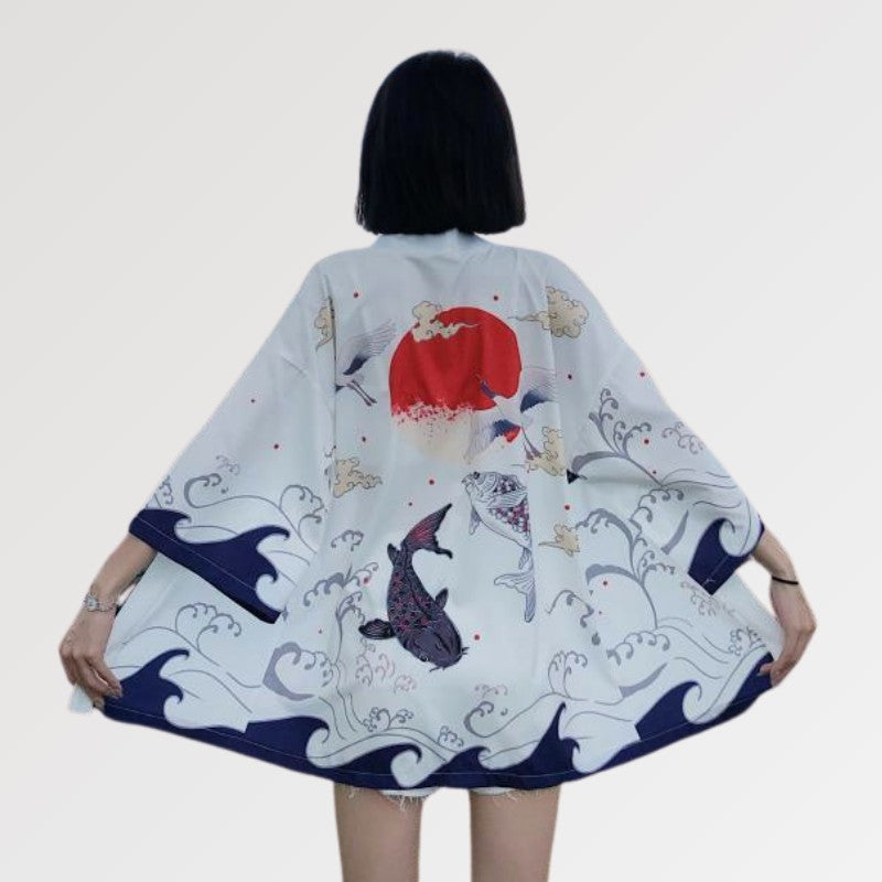 A Kimono in the form of a Jacket for Women decorated with Japanese symbols