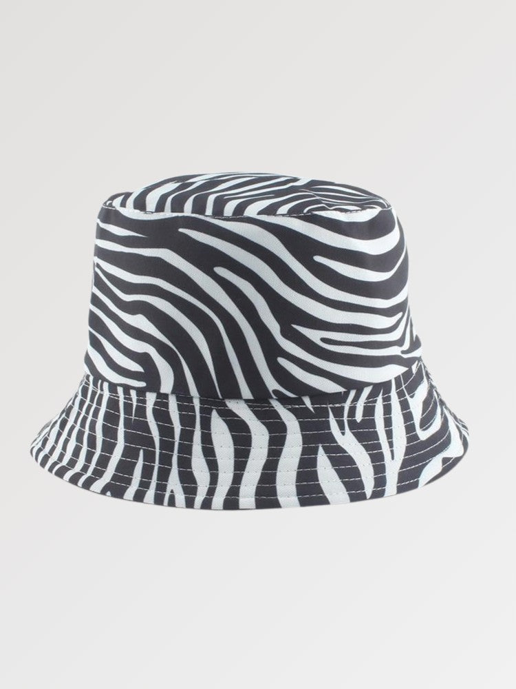 Back view of zebra womens bucket hat — Japanese cotton, prada womens bucket hat alternative